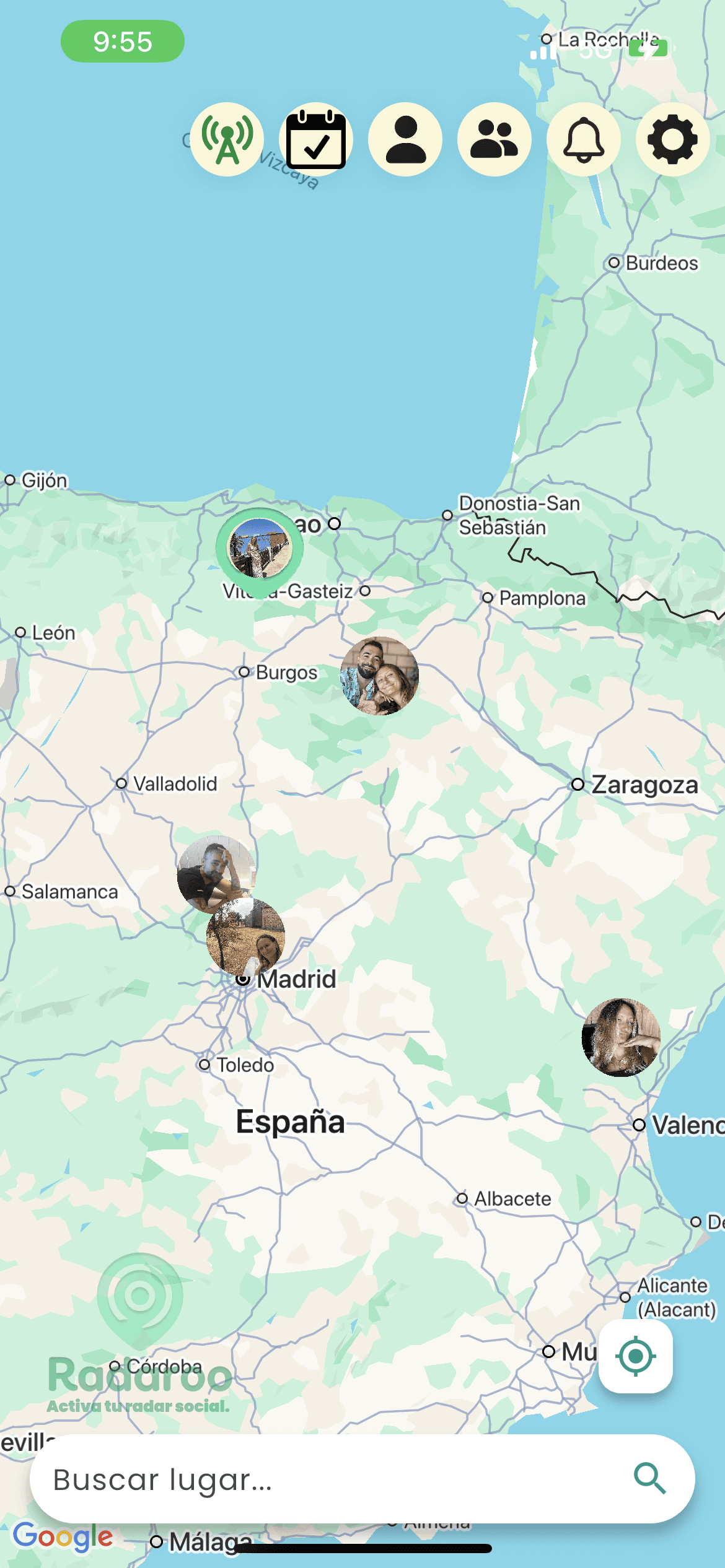 Mapa de España con amigos